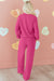 Peach Blossom Half Button Pullover Drawstring Pants Solid Color Corduroy 2pcs Outfit