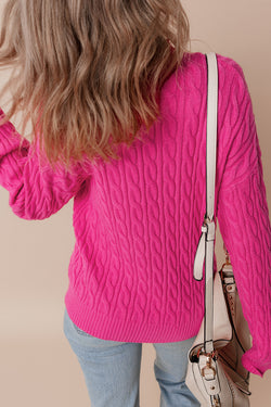 Cavo solido rosso rosa in maglia alta a goccia con spalla a goccia
