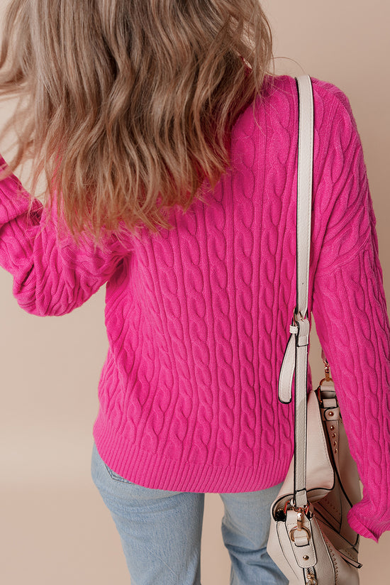 Cavo solido rosso rosa in maglia alta a goccia con spalla a goccia
