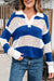 Stripe blu a strisce colorblock polo collare uncinetto maglia a maglia