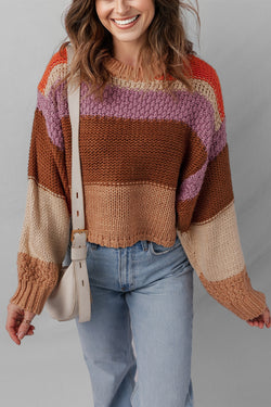 Maglione a maglia a maglia a goccia colorblock multicolore