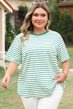 Striscia verde plus size St Patricks Day Round Neck Thirt