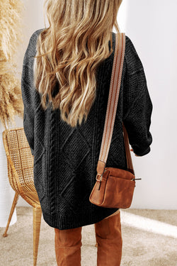 Robe de pull en vrac en tricot de câble à café