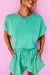 Sea Green Mineral Wash Drawstring Wall Hollow Out Back Switle Manger Comper