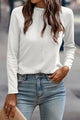 Couleur de couleur unie blanche détaillé Raglan Top à manches longues