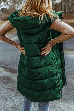 Cappotto trapuntato lungo con cappuccio