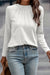 Couleur de couleur unie blanche détaillé Raglan Top à manches longues