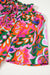 Rose Summer Plant Lace Up Up a V Neck Short Sleeve Blouse