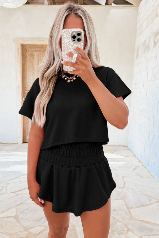 Scept di skort in vita neri da 2 pcs a 2 pezzi