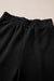 Black Solid Textured Collared V Neck Top and Wide Leg Pants Set
