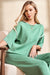Canton Contrast Trim Half Sleeve Top Drawstring Pants Loose 2pcs Sweater Suit