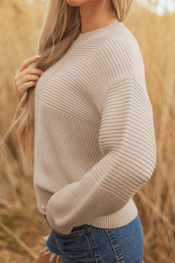Pergamena con textura mista patchwork maglione a maniche soffice a maglia