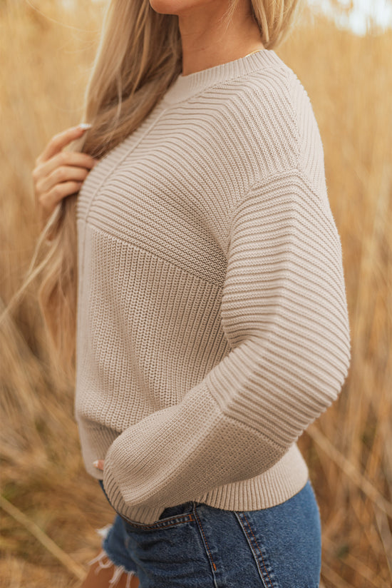 Pergamena con textura mista patchwork maglione a maniche soffice a maglia