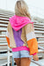 Patchwork di patchwork oversize arancione pompelmo con cappuccio con zippato completo