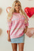 Stripe arcobaleno rosa calare la spalla larghi maglione Henley