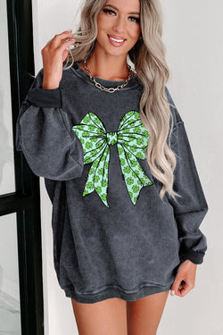 Grey Clover Bowknot Felpa pullover con cordoncino grafico