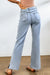Sky Blue High Rise Slit Anklet Flare Jeans