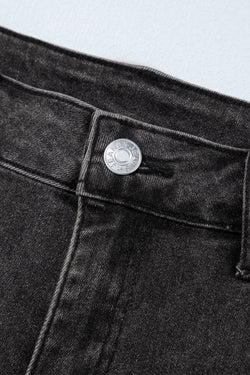 Padrones grises grises crudos pantalones cortos de mezclilla de cintura alta