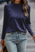 Couleur de couleur unie blanche détaillé Raglan Top à manches longues