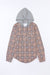 Purple Plaid Contrast Hooded Drawstring Shacket