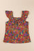 Blusa nodo a tappo a tappo a stampa floreale multicolore