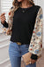 Top cáqui leopardo manga bufante patchwork