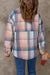 Chaqueta de bolsillos de aleta a cuadros rosa