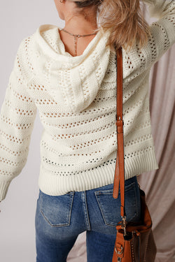 Maglione con cappuccio con cappuccio con cappuccio di punta a maglia bianca