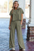 T-shirt lâche à ourlet brut bleu marine et pantalon de jambe large