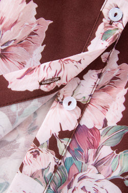 Orange Floral Puff Sleeve Lightweight Shirt