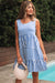 Sky Blue Stripe U Neck Maneveless Fit Fit Mini Vestido