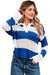 Stripe blu a strisce colorblock polo collare uncinetto maglia a maglia