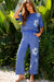 Lilac Floral Patch Exposed Seam Raw Edge Pants Set