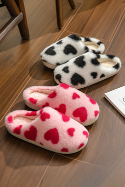 Zapatillas peludas de invierno con forma de corazón de San Valentín rojo ardiente
