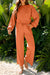Flamingo Drop Shoulder Puff Sleeve Crop Pullover Drawstring Wide Leg Pants Set