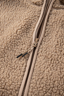 Pale Khaki Fleece zip up up cordon de casse-cordon