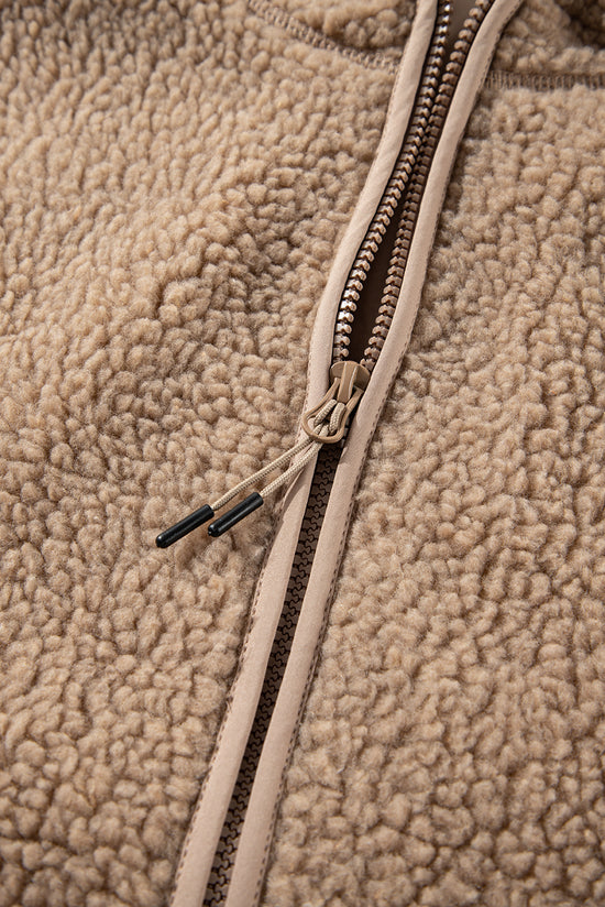 Pale Khaki Fleece zip up up cordon de casse-cordon