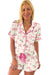 Floral Print Contrast Pipping Short Pajamas Set