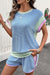 Set corto da 2 pezzi con maniche ad aletta girocollo in maglia a contrasto con cordoncino blu Beau