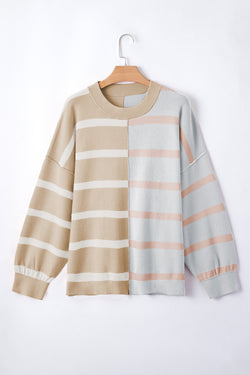 Blue Stripe Colorblock Sweater de grandes dimensões