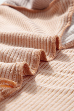 Flitte laterali a costine a costine di colore rosa Top a mezza manica