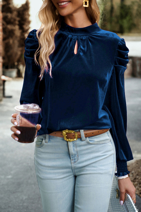 Camicetta di velluto blu blu navy