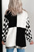 Cardigan con spalla con goccia anteriore a scacchi neri a scacchi