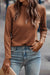 Top de manga larga de color sólido de color sólido blanco