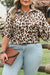 Camisa abotonada de manga corta con estampado de leopardo de talla grande de talla grande