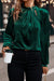 Red Dahlia Asymmetric Button Keyhole Neck Long Sleeve Velvet Blouse