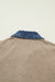 Top a maniche lunghe con polsini e colletto polo con bottoni patchwork in denim lavorato a coste beige