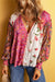Cuppa abbottonata con patchwork floreale multicolore rosa