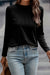 Couleur de couleur unie blanche détaillé Raglan Top à manches longues