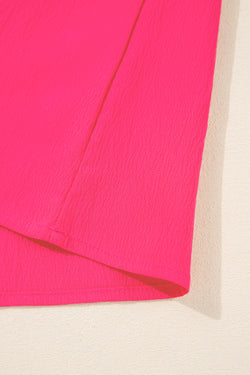 Blusa pieghetta con manica floreale floreale rosa alla fragola